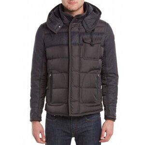Moncler Ryan Charcoal Nylon & Wool Hooded Down Jacket